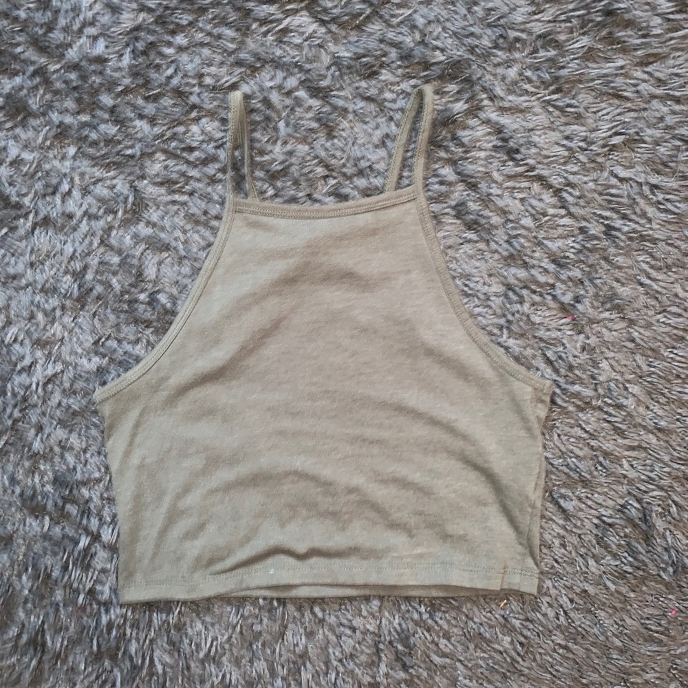 Army green crop top